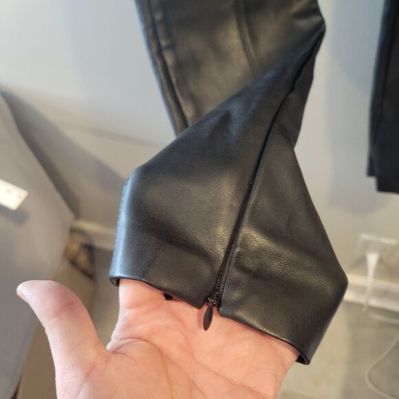 Zara Black Pants Legging Collection Black Ankle Zip Faux Leather Pants Medium - Picture 2 of 10
